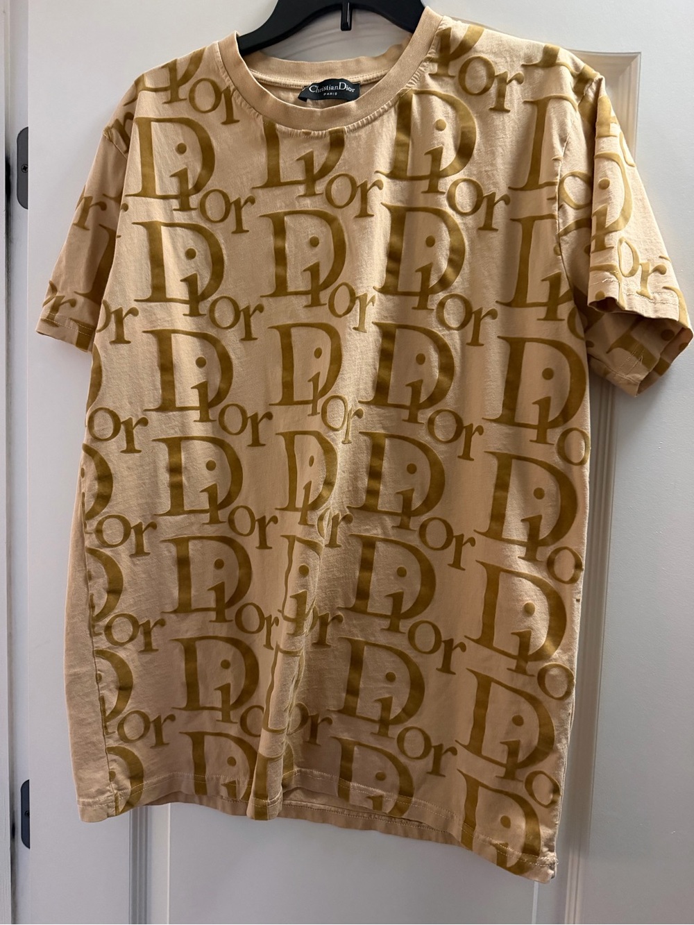 Men's Beige Logo Print T-Shirt